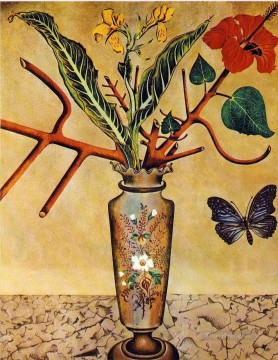 抽象的かつ装飾的 Painting - 花と蝶のダダイズム
